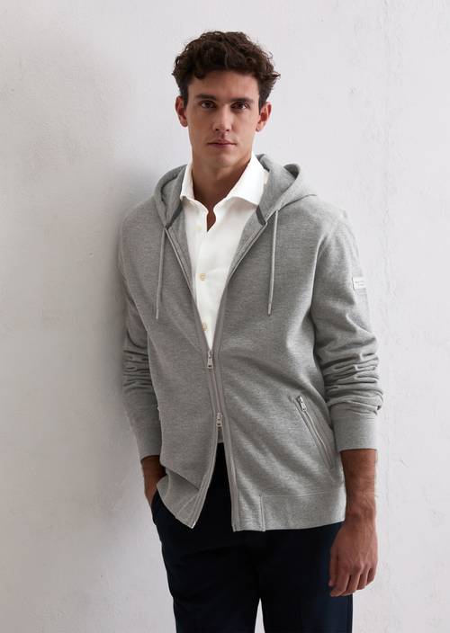 DfC hooded sweat jacket regular Cloudy Grey Melange in front view