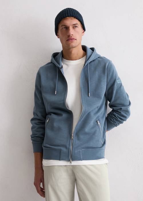 DfC hooded sweat jacket regular Stormy Blue in front view