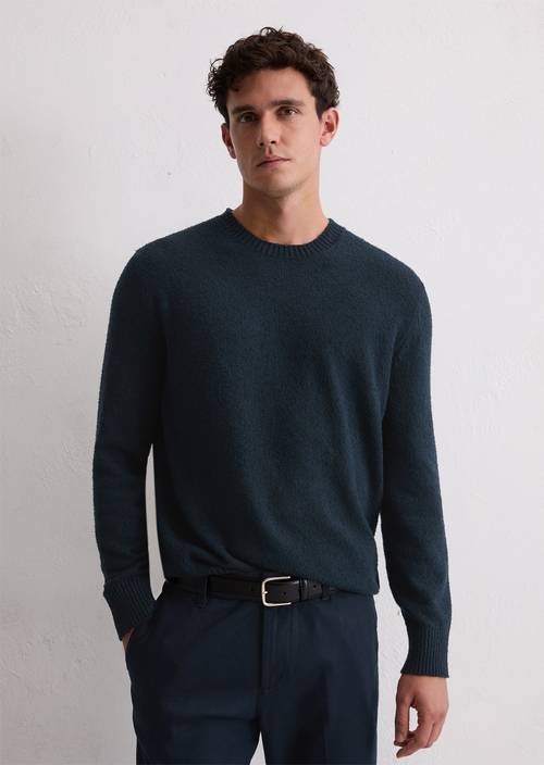 Pull bouclette regular Dark Navy en vue de face