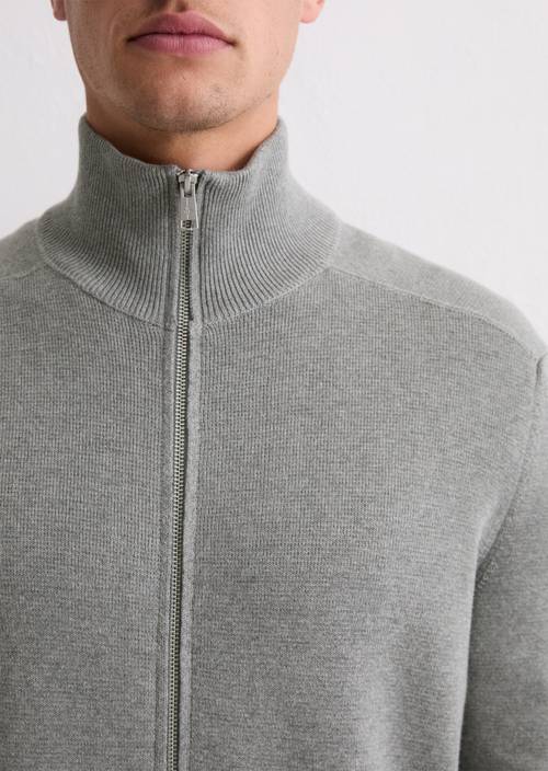 Zip-Strickjacke regular Cloudy Grey Melange in Detailansicht