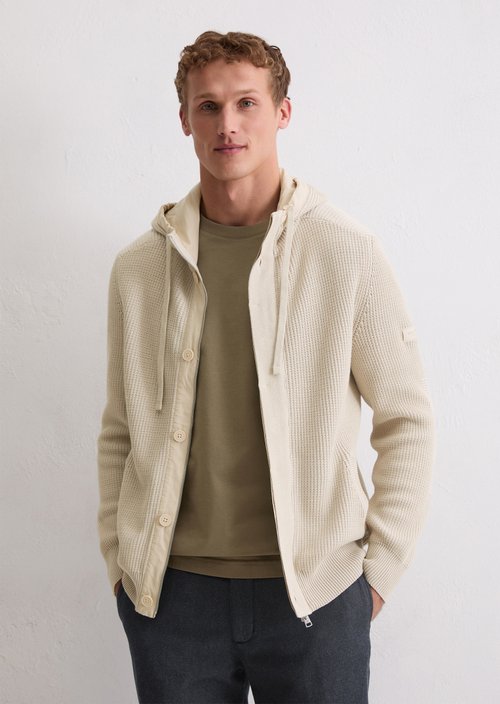 Marc O'Polo Vest met capuchon regular, Heren, beige, Xl, 100% Katoen