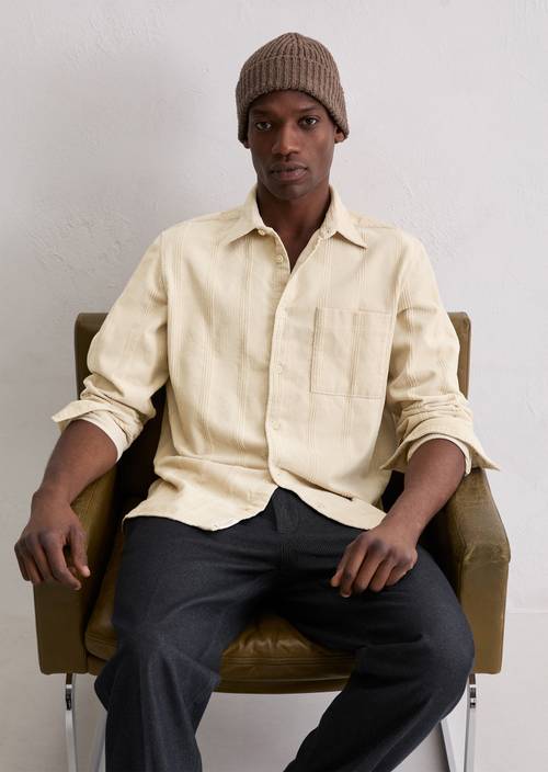Corduroy shirt regular Light Oat in front view
