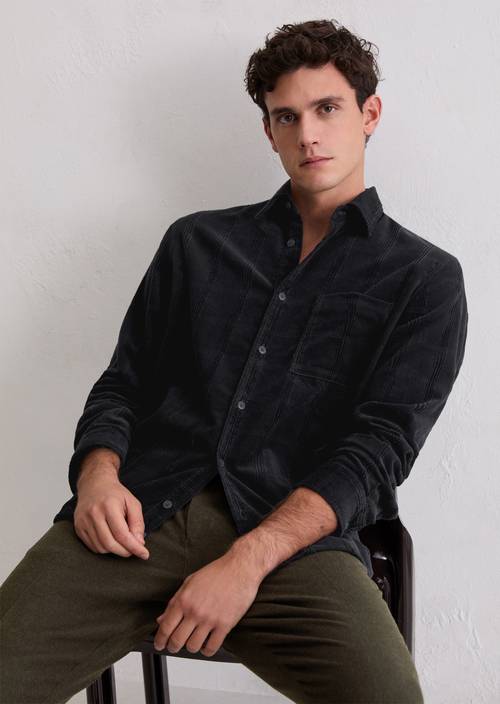 Corduroy shirt regular Dark Navy in front view