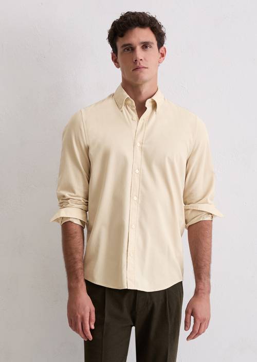 Corduroy shirt shaped Light Oat in front view