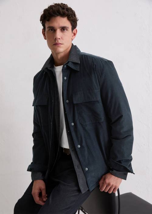Corduroy overshirt Dark Navy in front view