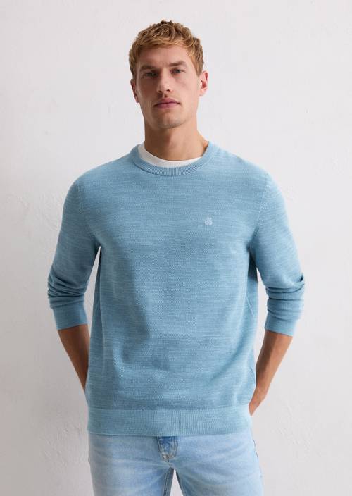 Sweater regular Medium Blue Melange in front view