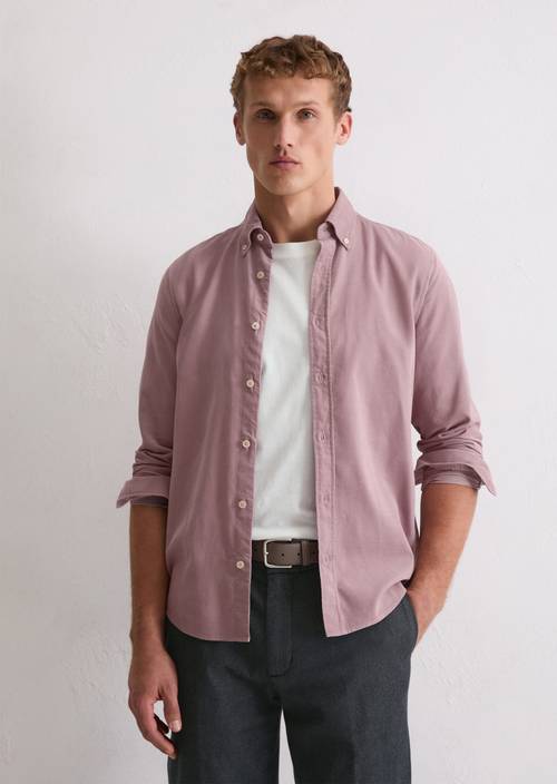 Chemise en velours côtelé shaped Violet Mauve en vue de face