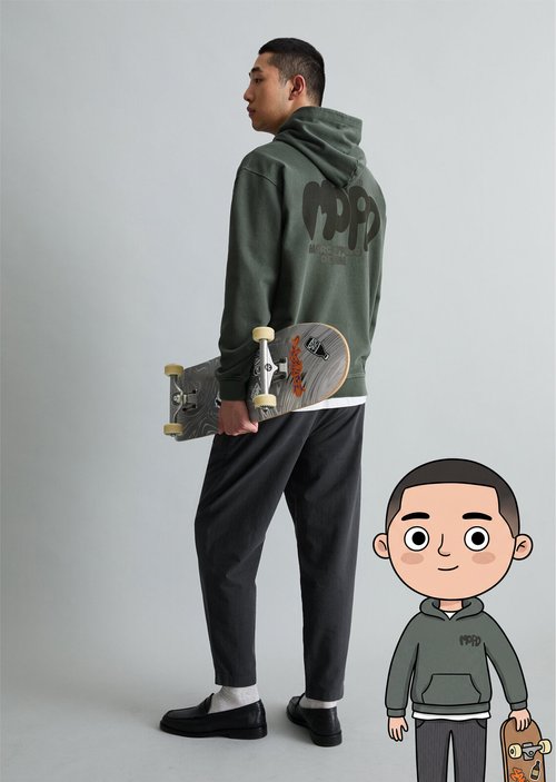 Hoodie relaxed — Moss Green