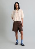 Short sleeve crinkle sailor blouse regular made from lightweight