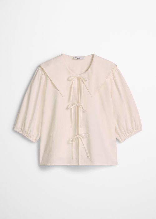 Short sleeve crinkle sailor blouse regular — Silky White