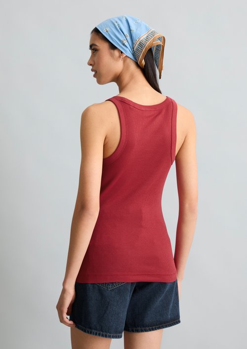 DfC ribbed tank top slim — Vivid Cherry