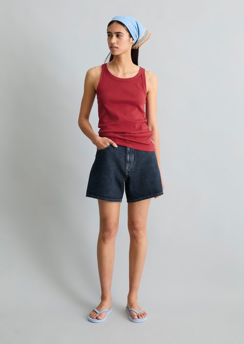 DfC ribbed tank top slim — Vivid Cherry