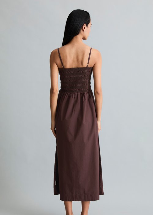 Smocked summer dress — Burnt Aubergine