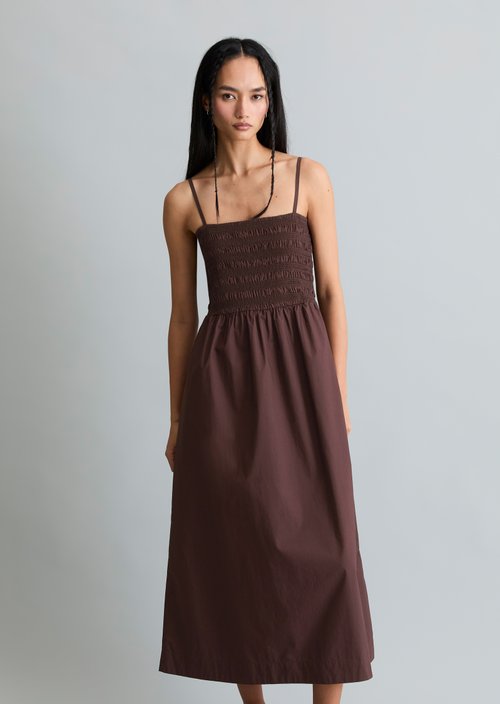 Smocked summer dress — Burnt Aubergine