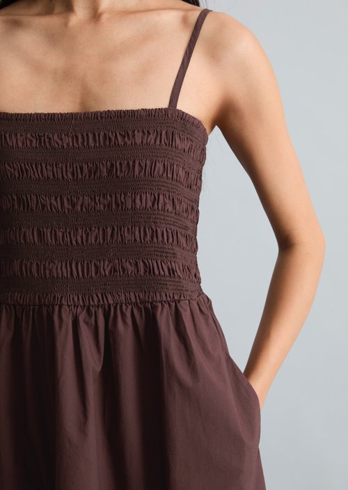 Smocked summer dress — Burnt Aubergine