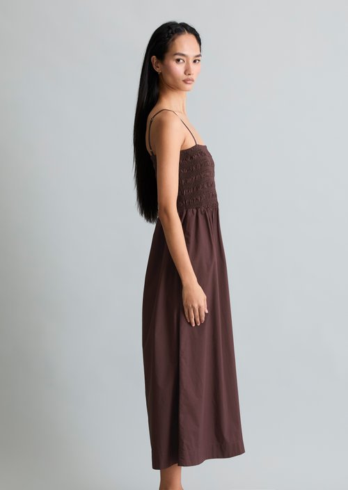 Smocked summer dress — Burnt Aubergine