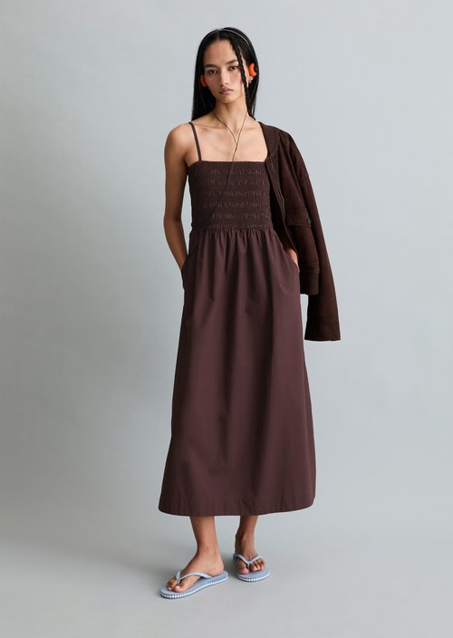 Smocked summer dress — Burnt Aubergine