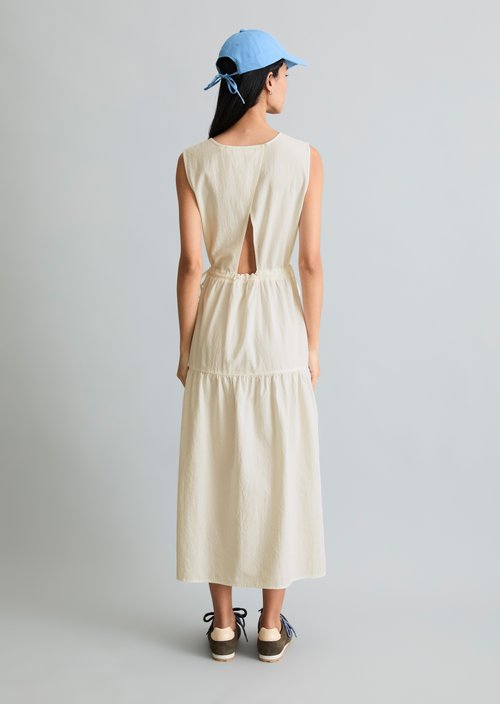 Crinkle tiered dress regular — Silky White