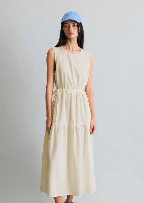 Crinkle tiered dress regular — Silky White
