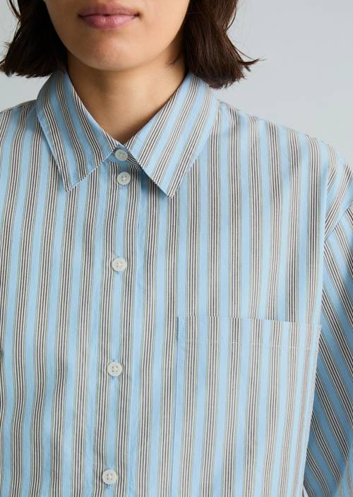 Regular Striped Blouse Made From Striped Papertouch Poplin Blue regular-striped-blouse-made-from-striped-papertouch-poplin-blue