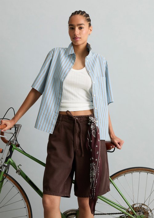 Regular striped blouse — Light Blue