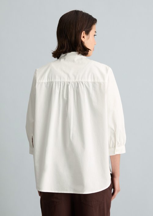 Relaxed blouse with ruffles — Silky White
