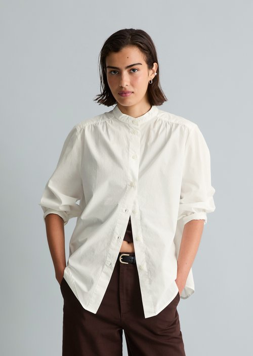 Relaxed blouse with ruffles — Silky White