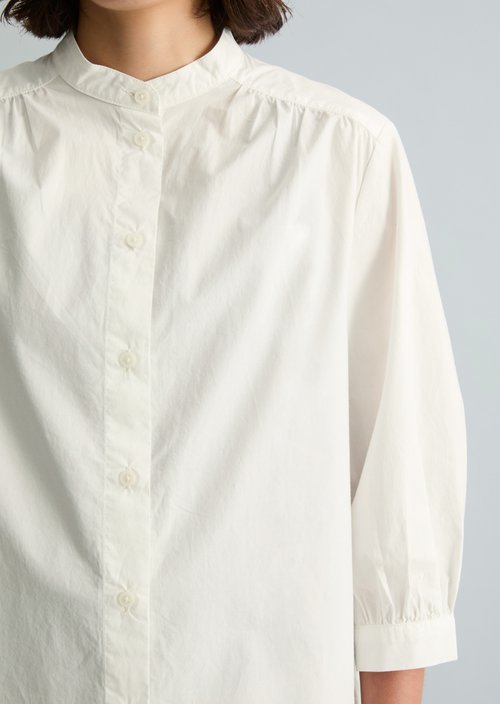 Relaxed blouse with ruffles — Silky White
