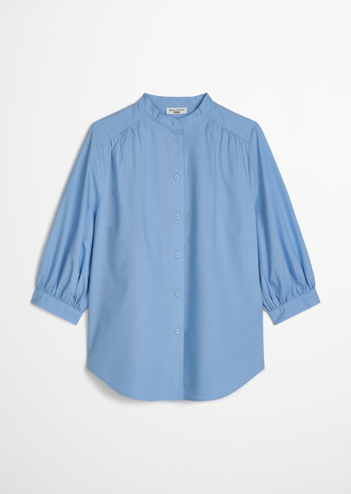 Relaxed blouse with ruffles — Flaxflower Blue