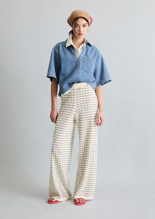 Knitted trousers wide — White