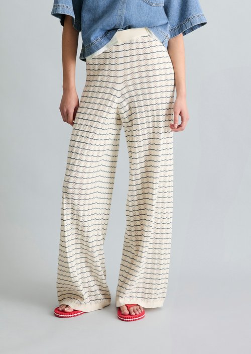 Knitted trousers wide — White