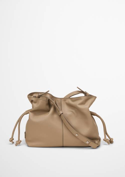 Shoulder bag model Simona small Earthy Taupe in front view