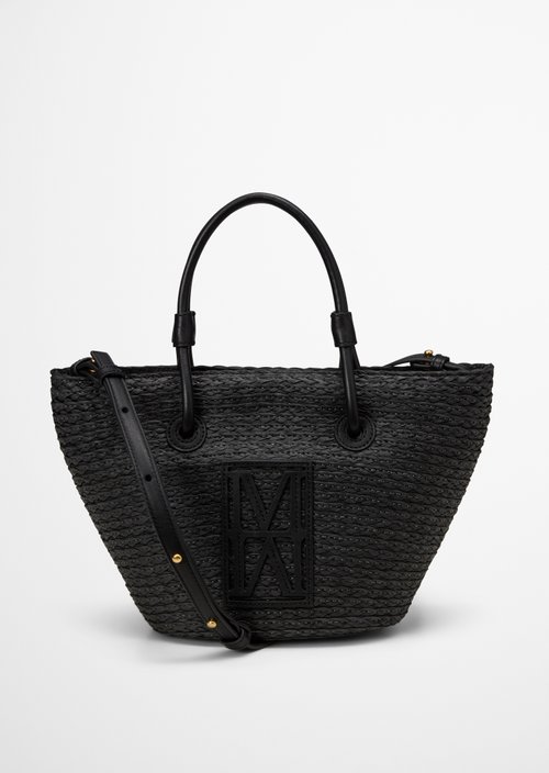 Small raffia shopper — Black