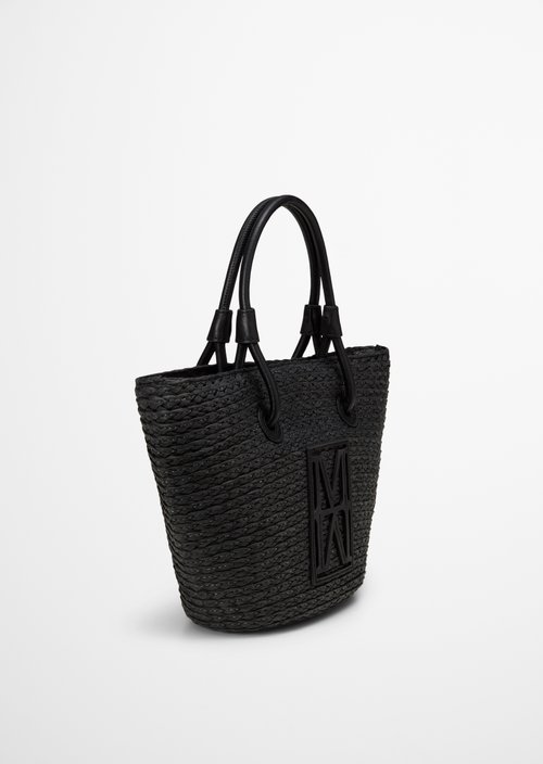 Small raffia shopper — Black