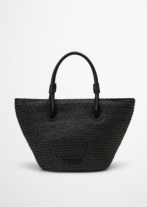 Small raffia shopper — Black