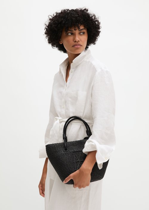Small raffia shopper — Black