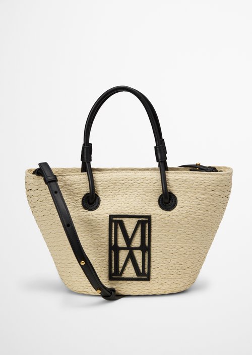 Marc O'Polo Kleine shopper van raffia, Dames, geel, , 100% Papier