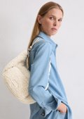Shoulder bag medium made from soft teddy fur - beige | Messenger