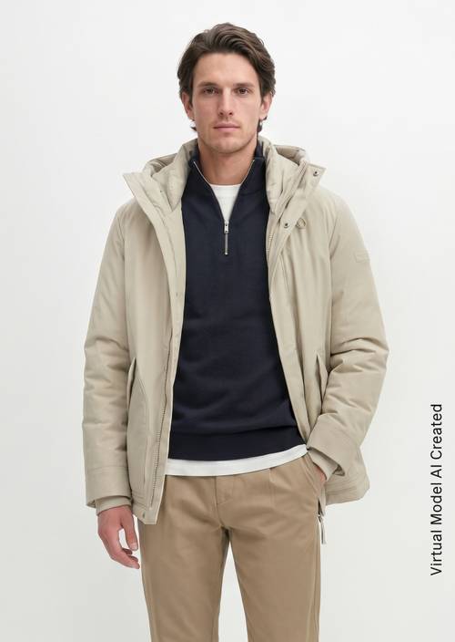 Outdoorová bunda, střih regular Linen Beige v předním pohledu
