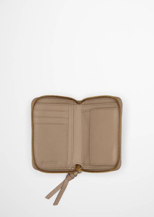 Cartera con cremallera Earthy Taupe mostrado abierto