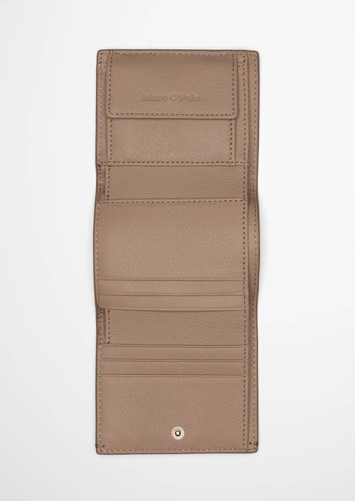 Porte-monnaie combiné Earthy Taupe présenté ouvert