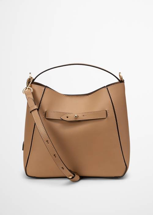 Bolso hobo pequeño Warm Taupe en vista frontal