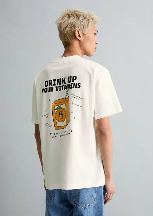 T-Shirt oversized Silky White in Frontalansicht