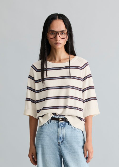 Relaxed short-sleeved sweater — Offwhite