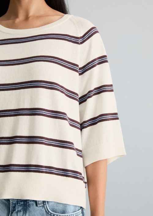 Relaxed short-sleeved sweater — Offwhite