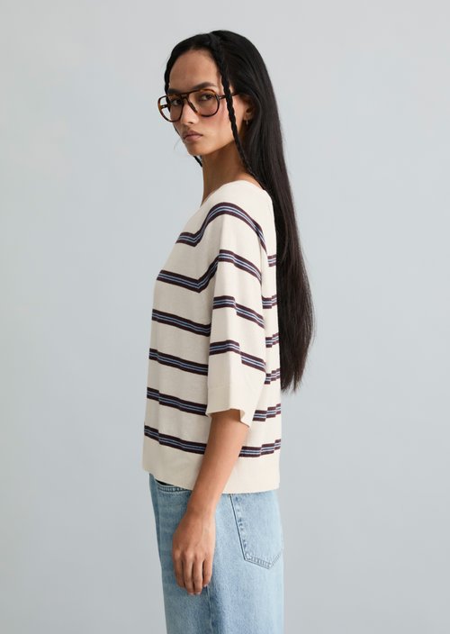 Relaxed short-sleeved sweater — Offwhite