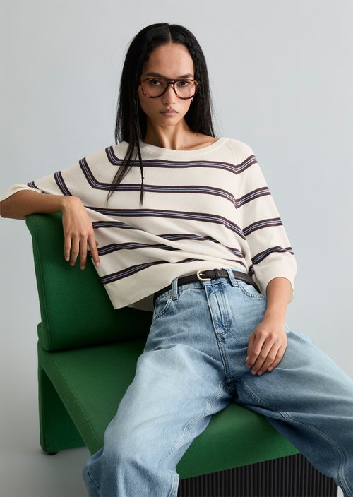 Relaxed short-sleeved sweater — Offwhite