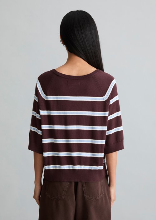 Relaxed short-sleeved sweater — Medium Brown