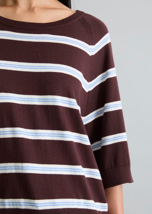 Relaxed short-sleeved sweater — Medium Brown