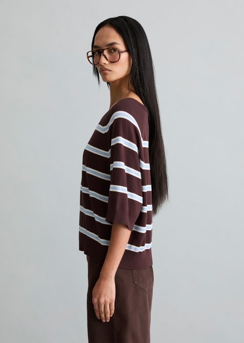 Relaxed short-sleeved sweater — Medium Brown